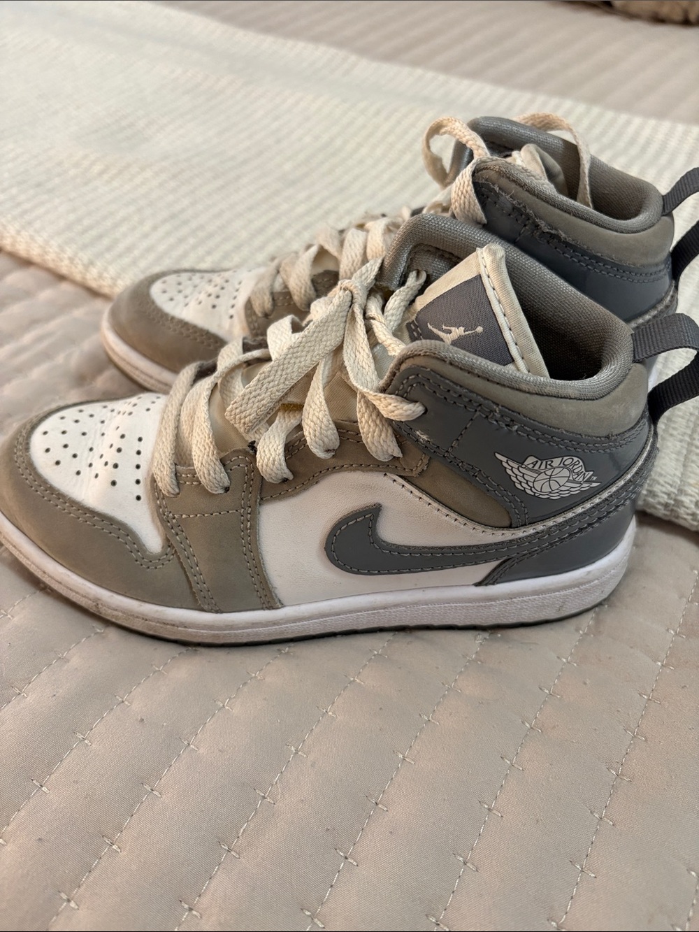 Jordan Kids' Mid-Top Sneakers in Gray and White